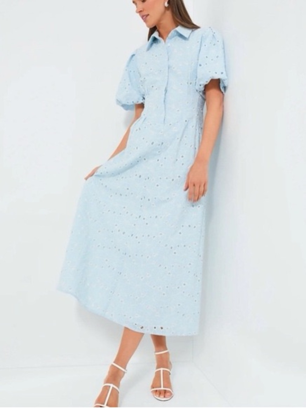 Tuckernuck Airy Blue Eyelet Delaney Dress Size L NWOT